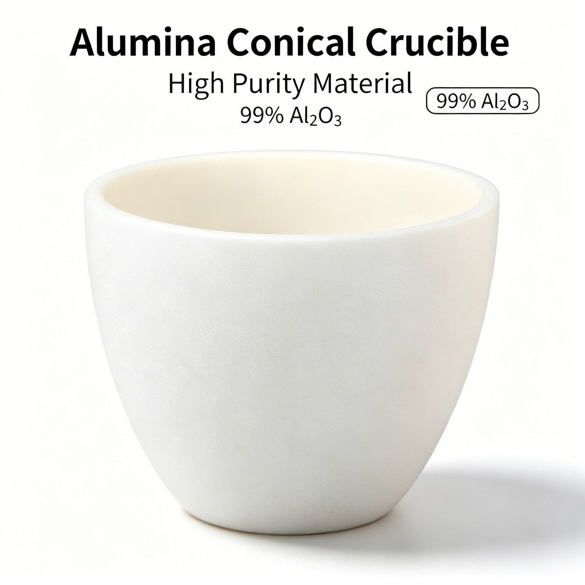Alumina Conical Crucible made of 99% Al2O3 high purity alumina ceramic, smooth surface lab crucible without impurity contamination