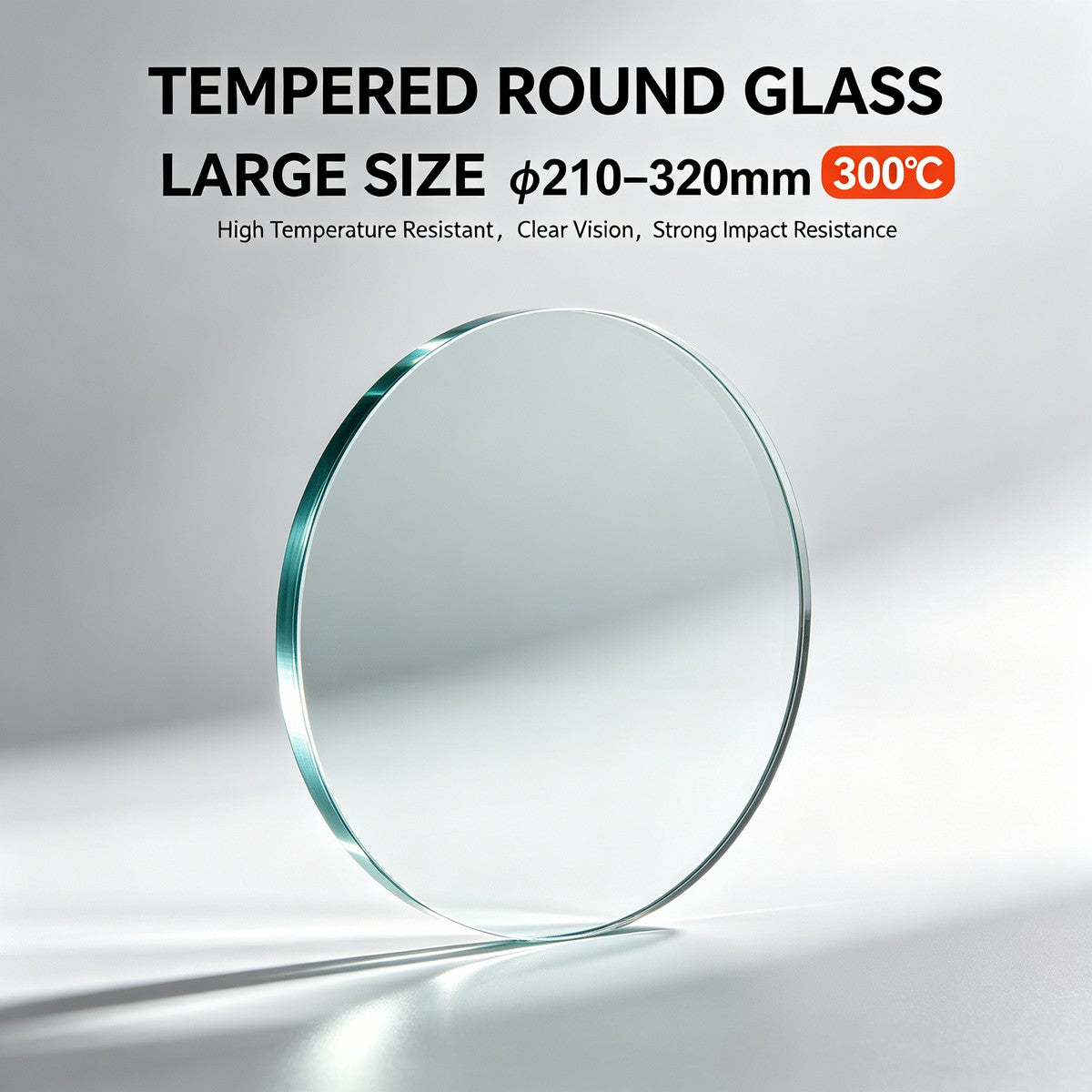 Large tempered circular sight glass φ210–320mm, 300°C heat resistant industrial boiler view glass