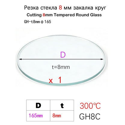 High Temperature 8mm Thick Round Tempered Glass, 300℃ Heat Resistant Custom Cut Discs, Size 20mm to 400mm for Oven/Fireplace