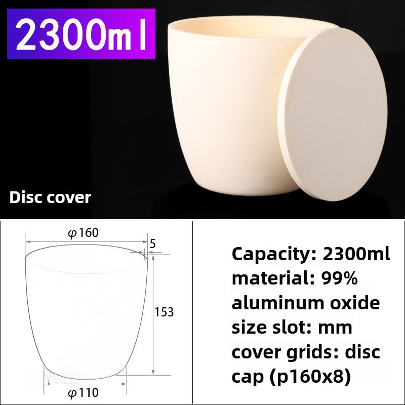 Alumina Crucibles High Form 2300ml Large Alumina Crucible Cup with Flat Lid for High-Temperature Lab Use