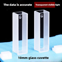 Load image into Gallery viewer, 10mm Path Length Glass Cuvettes - 20mm, 30mm, 40mm, 50mm Options, High Transmittance, 1cm Light Path, 3.5ml Capacity, Two-Sided Illumination, Suitable for 721/752 Spectrophotometers, Pesticide Residue Detection