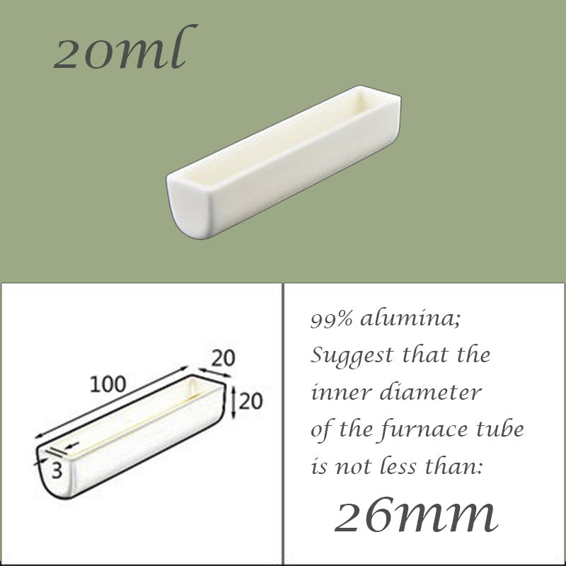 【Lab Essential】99% Alumina Boat, 1600-1750°C High-Temperature Resistant, Half-Round Mullite Crucible，10~1000ml