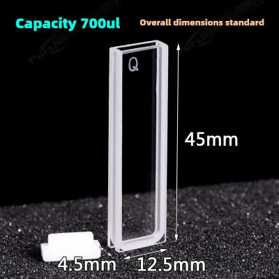 2mm Path Length Quartz Cuvette - High Transmittance, 700μL Capacity, Two-Sided Illumination, UV Transparent