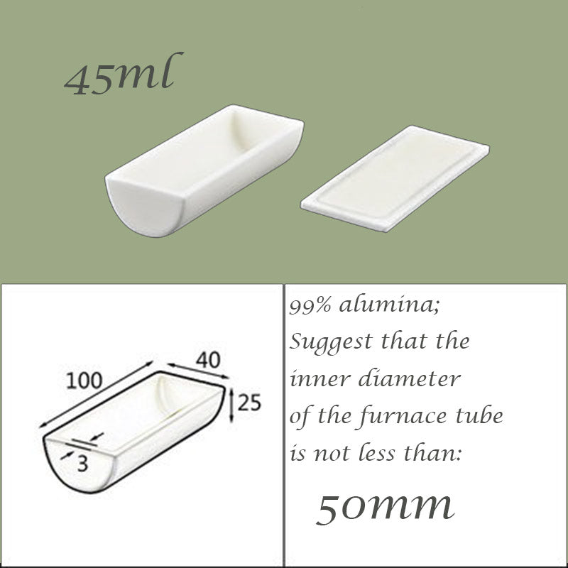 【Lab Essential】99% Alumina Boat, 1600-1750°C High-Temperature Resistant, Half-Round Mullite Crucible，10~1000ml