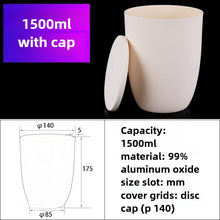 Laden Sie das Bild in den Galerie-Viewer, Alumina Crucibles High Form 1500ml Alumina Crucible Cup with Flat Lid for High-Temperature Lab Use