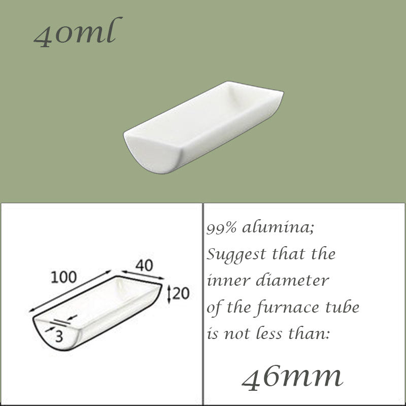 【Lab Essential】99% Alumina Boat, 1600-1750°C High-Temperature Resistant, Half-Round Mullite Crucible，10~1000ml