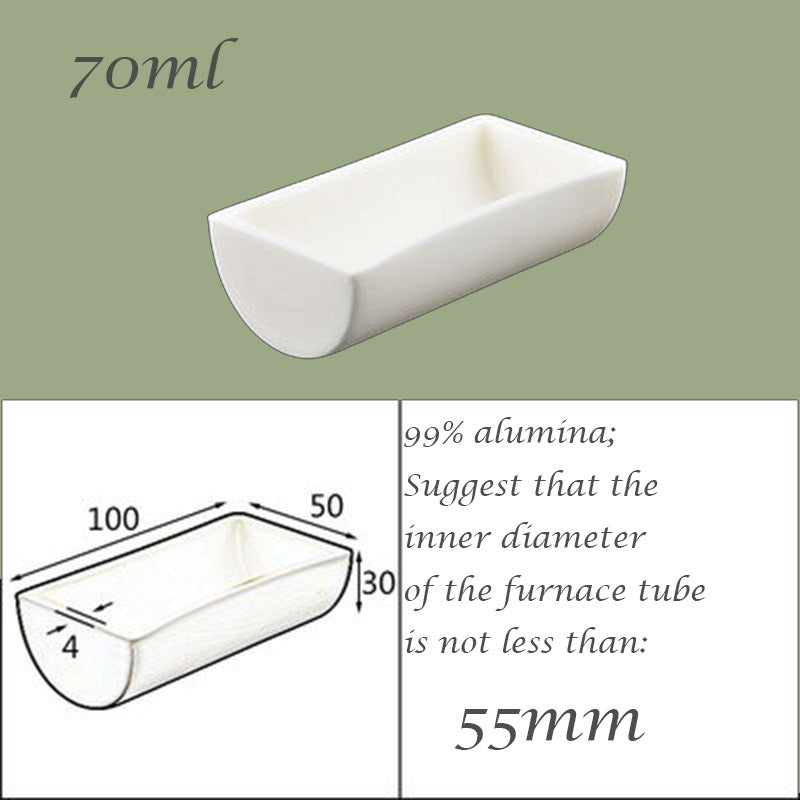 【Lab Essential】99% Alumina Boat, 1600-1750°C High-Temperature Resistant, Half-Round Mullite Crucible，10~1000ml