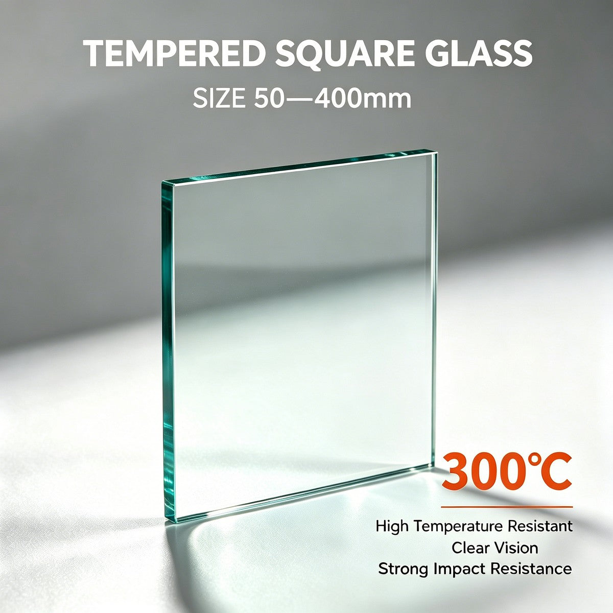 Standard Tempered Square Sight Glass | 300°C High Temperature Industrial Observation Window Plate