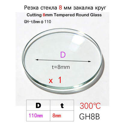 High Temperature 8mm Thick Round Tempered Glass, 300℃ Heat Resistant Custom Cut Discs, Size 20mm to 400mm for Oven/Fireplace