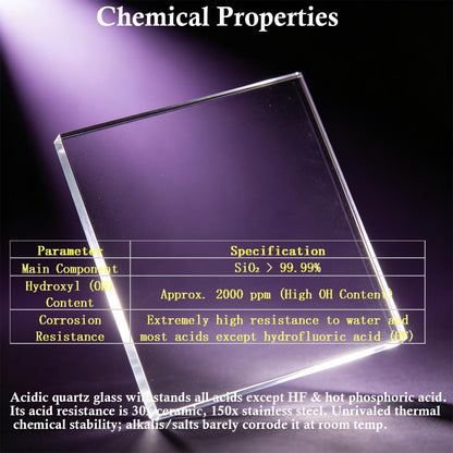 JGS1 UV quartz glass chemical properties acid alkali corrosion resistance chart