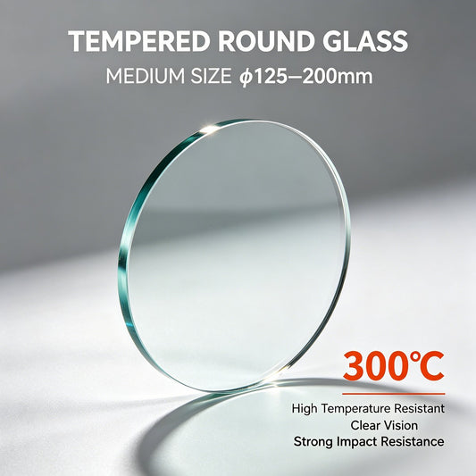 Medium tempered round sight glass φ125–200mm, withstand 300°C high temp for oven & furnace use