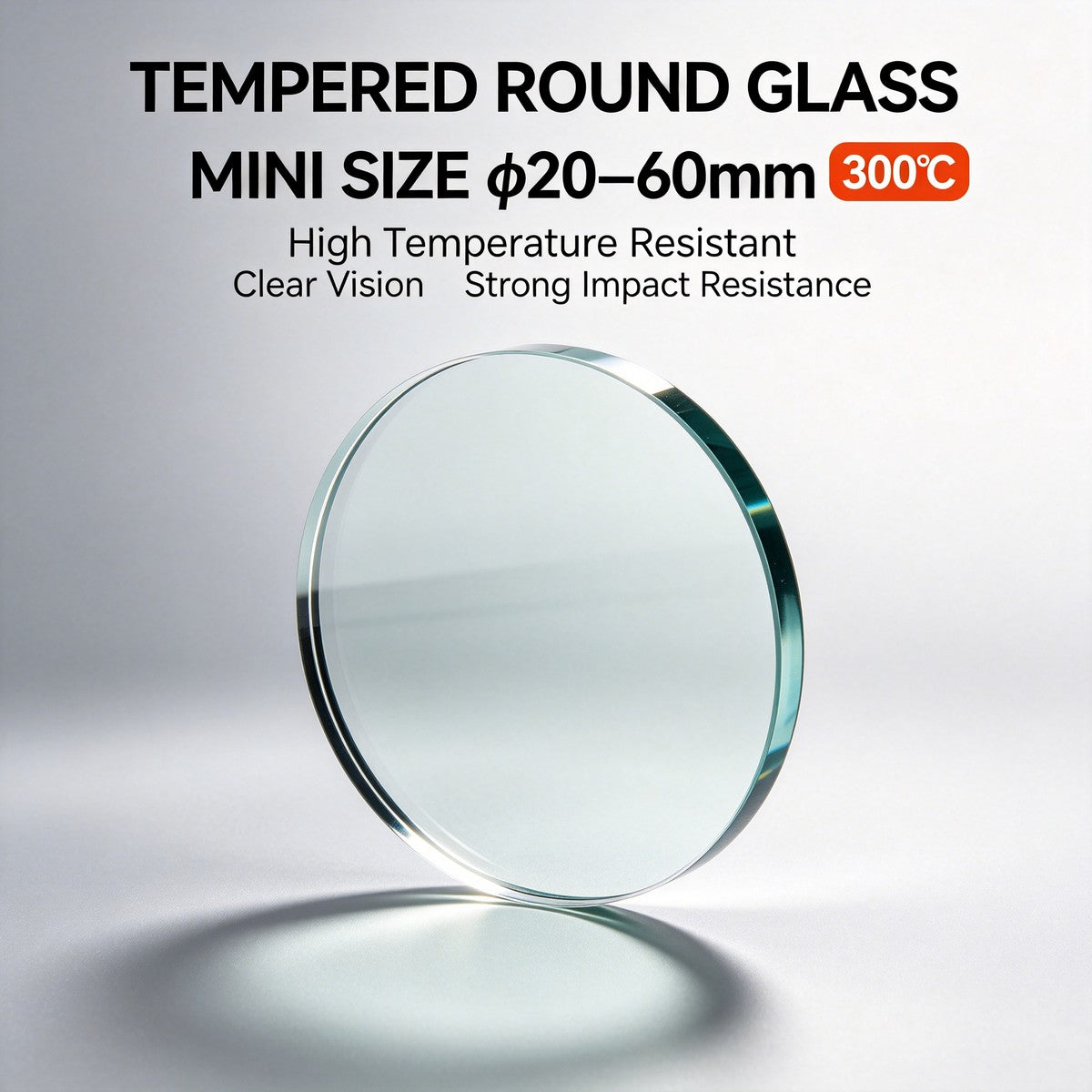 Mini tempered round sight glass φ20–60mm, heat resistant to 300°C, high transparency for small instruments