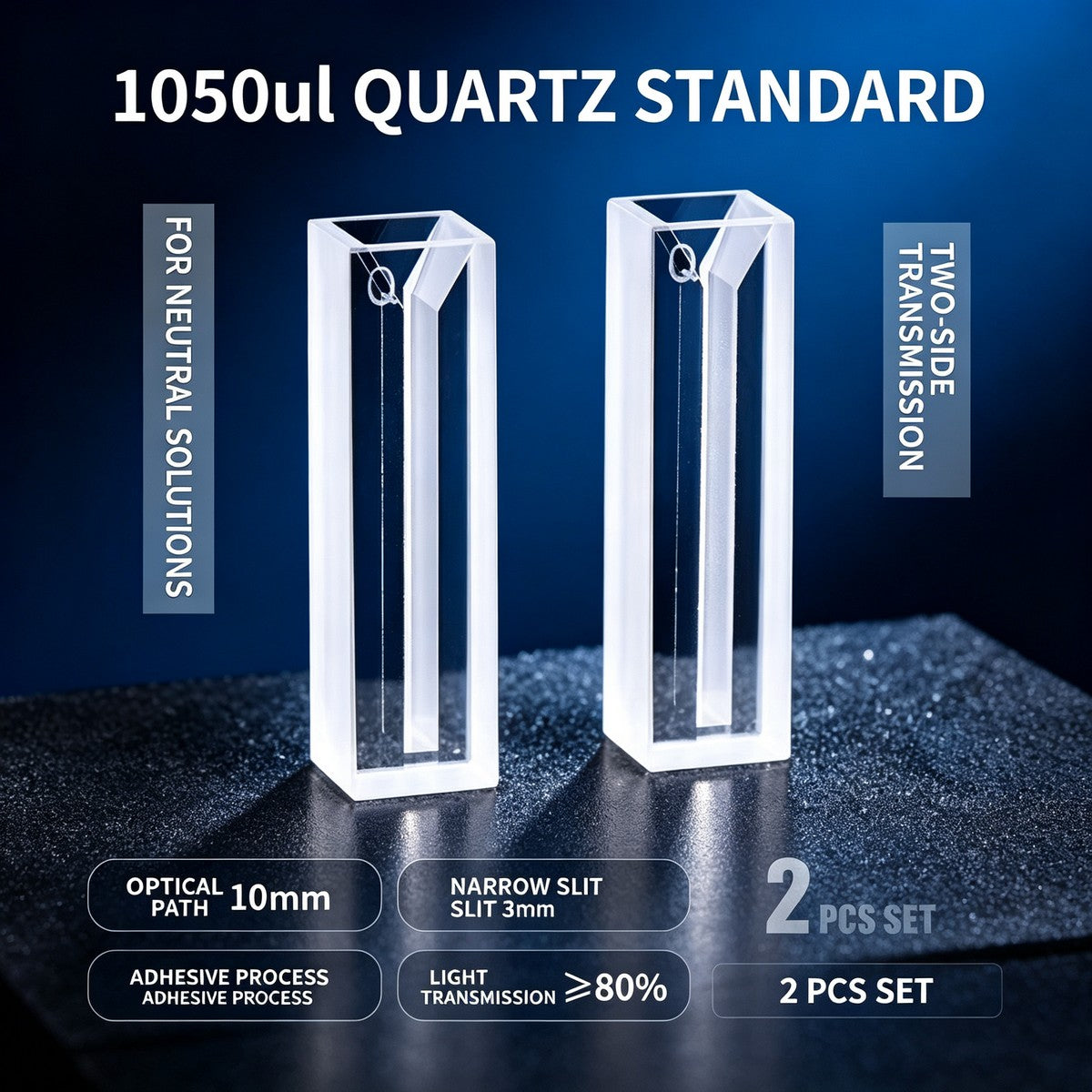 1050ul 2-path basic quartz cuvettes non acid resistant 2pcs