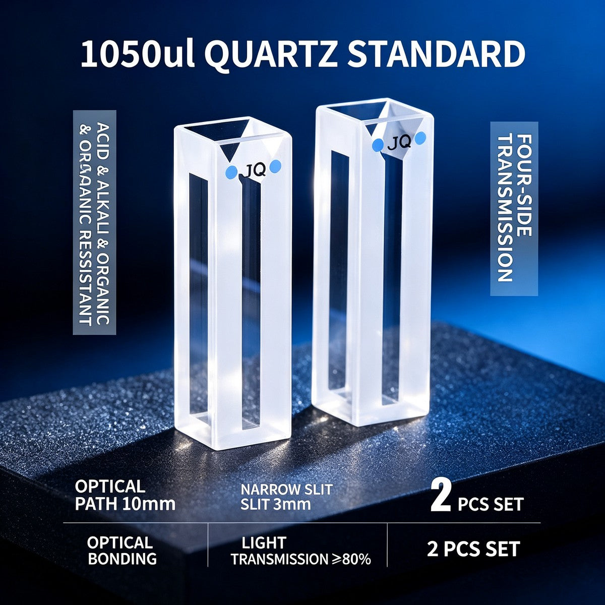 1050ul 4-path standard quartz cuvettes acid resistant 2pcs
