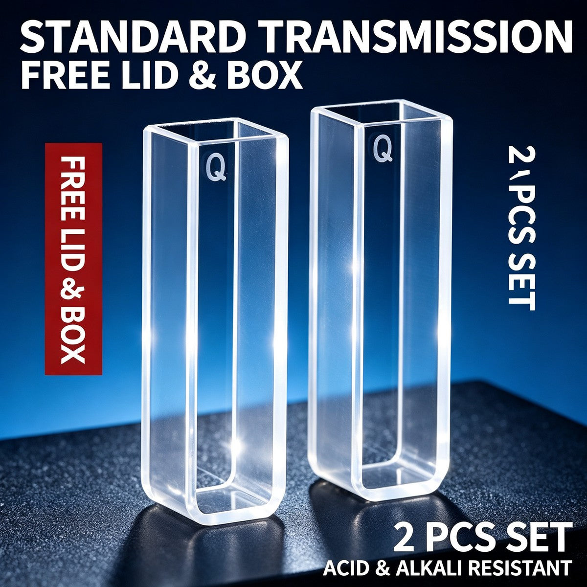 10mm two-way light quartz cuvette 2pcs acid resistant standard transmittance