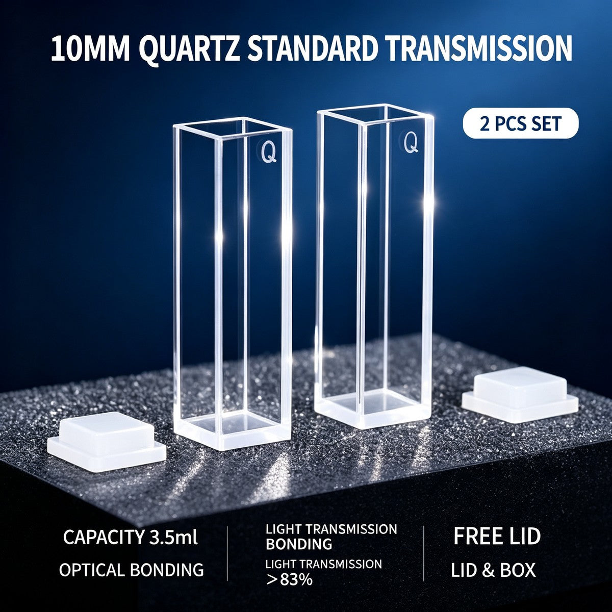 10mm 4-path standard quartz cuvettes powder fused 2pcs