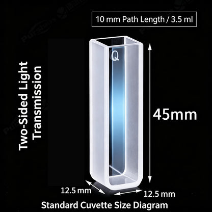 350ul–1750ul Micro Volume 2-Window Quartz Cuvette 2 Pcs Pack, Basic / Standard / Export Grade, Acid & Alkali Resistant Optional Lab Trace Cell