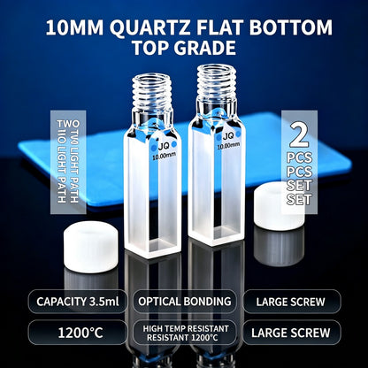 Large thread flat bottom 10mm two-way quartz cuvettes export 2pcs