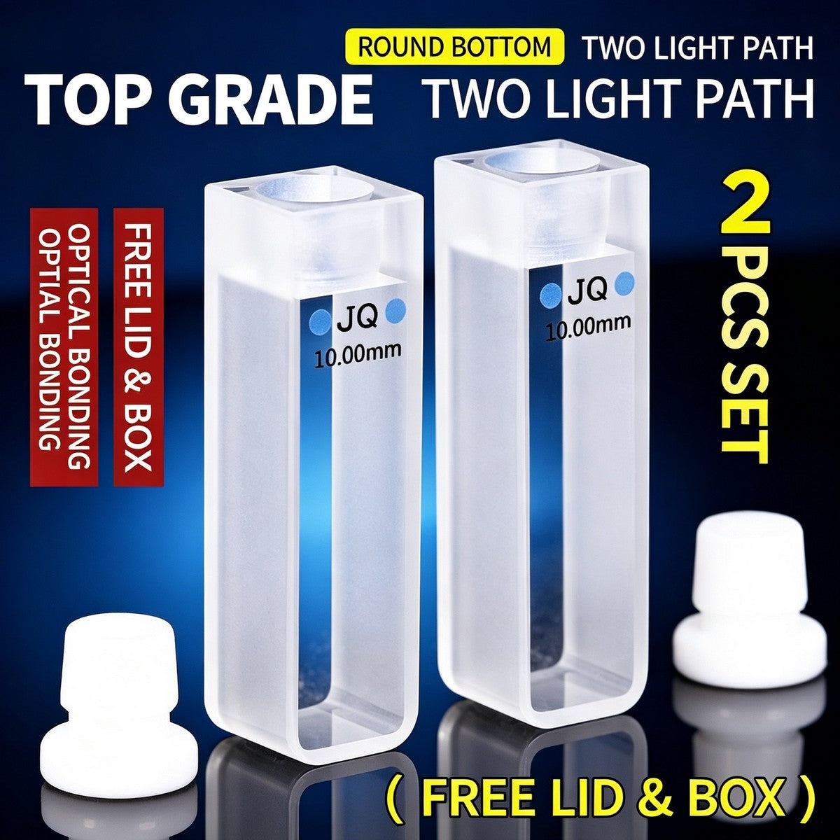Sealed export 10mm two-way quartz cuvettes optical glued 2pcs