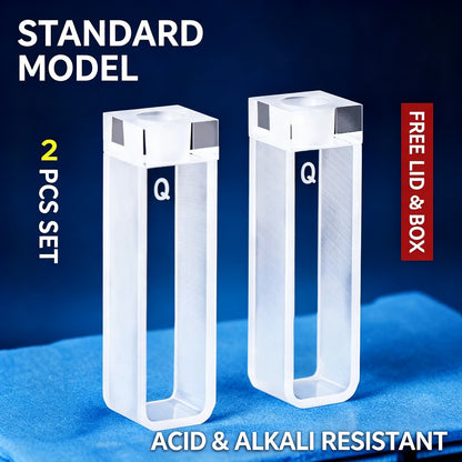 Sealed standard 10mm 2-path quartz cuvettes powder fused 2pcs