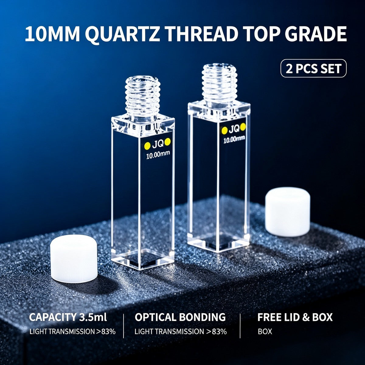 10mm threaded export 4-path optical glued quartz cuvettes 2pcs