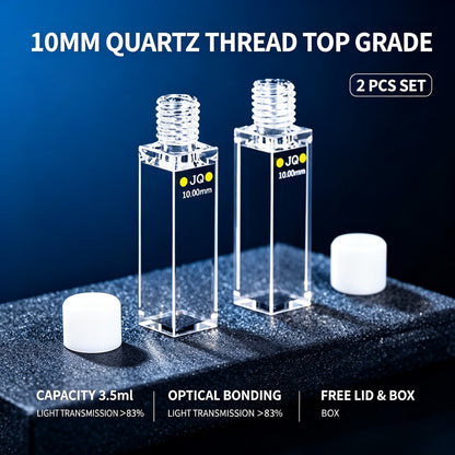 10mm threaded export 4-path optical glued quartz cuvettes 2pcs