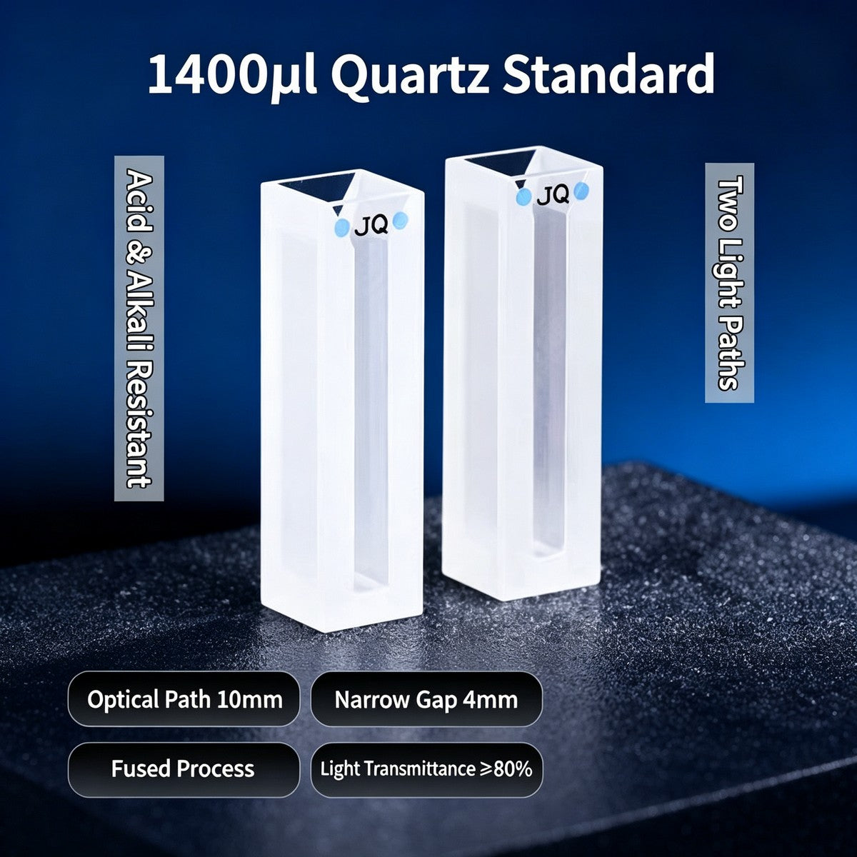 1400ul 2-path standard quartz cuvettes acid resistant 2pcs