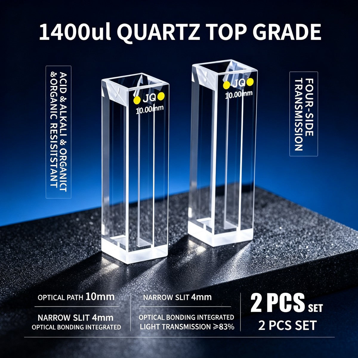1400ul 4-path export quartz cuvettes acid resistant 2pcs