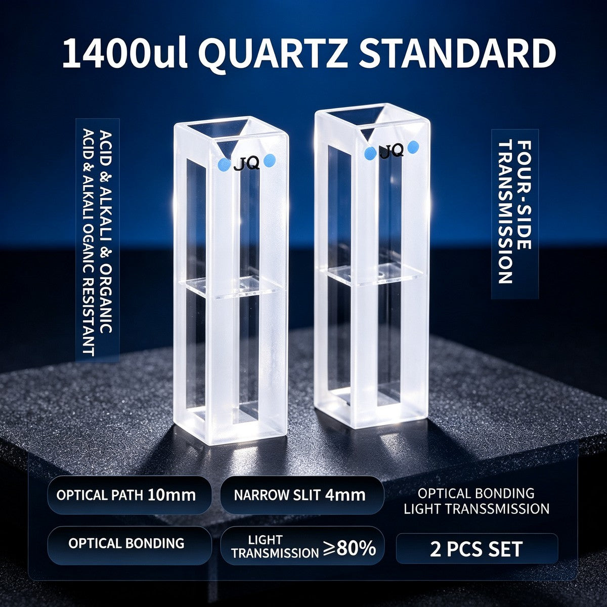 1400ul 4-path standard quartz cuvettes acid resistant 2pcs