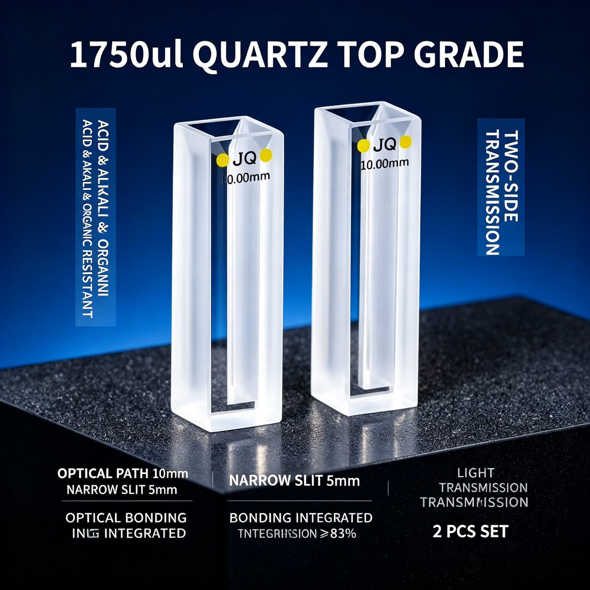 1750ul 2-path export quartz cuvettes acid resistant 2pcs