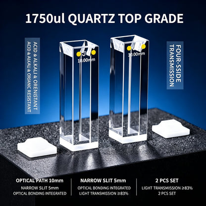 1750ul 4-path export quartz cuvettes acid resistant 2pcs