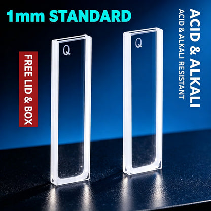 1mm path length acid resistant quartz cuvettes 2pcs