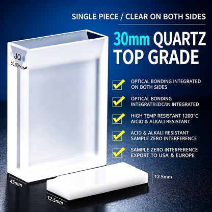 30mm micro volume quartz cuvette optical glued single piece