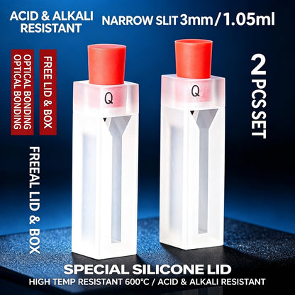 3mm 1.05ml powder fused quartz cuvettes with silicone cap 2pcs