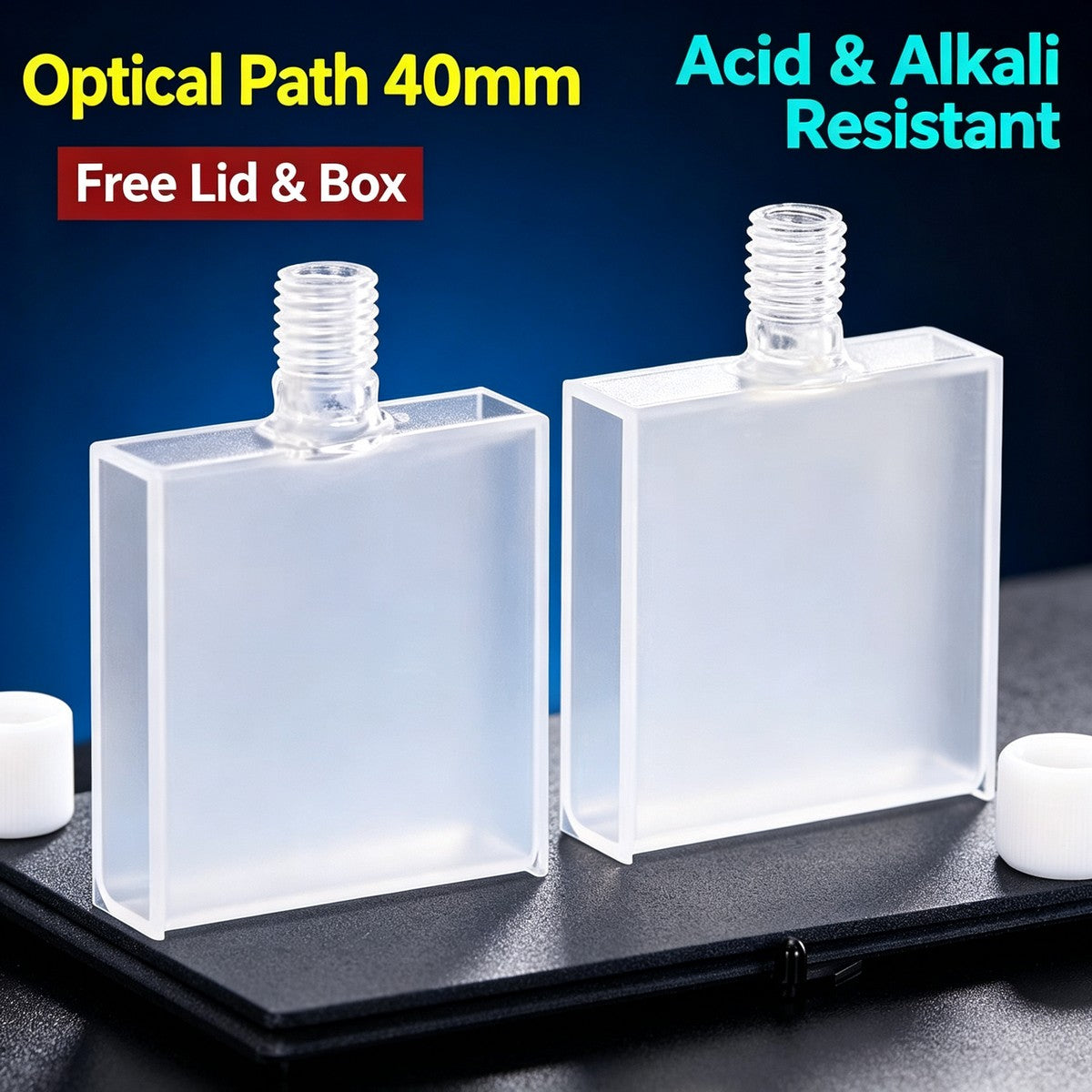 40mm screw cap 2-path powder fused quartz cuvettes 2pcs