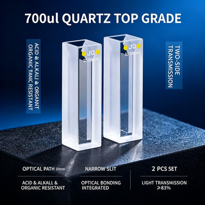 700ul 2-path export quartz cuvettes acid resistant 2pcs