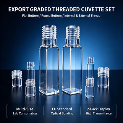 350ul–1750ul Micro Volume 2-Window Quartz Cuvette 2 Pcs Pack, Basic / Standard / Export Grade, Acid & Alkali Resistant Optional Lab Trace Cell
