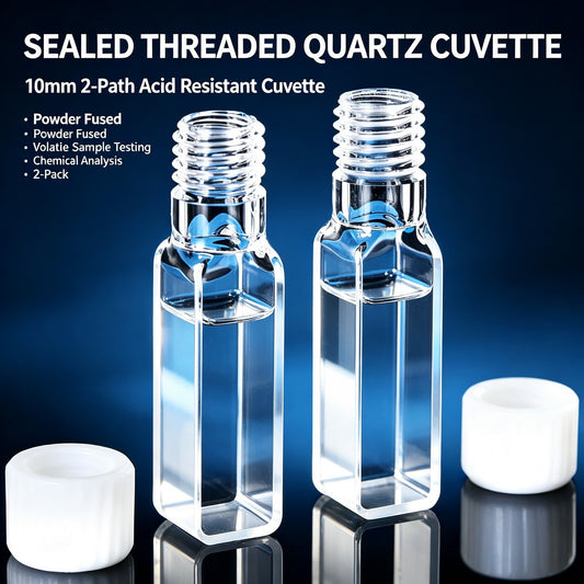 10/20/30/40/50mm Threaded 2-Window Fusion Bonding Quartz Cuvette 2 Pcs Pack & 3-Port Flow Through Cuvette