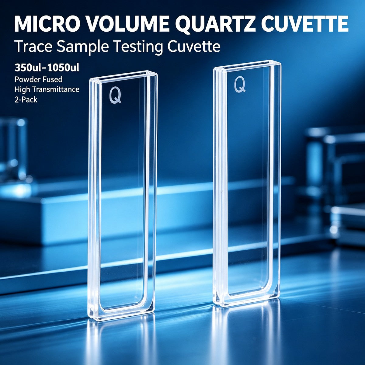 350ul–1750ul Micro Volume 2-Window Quartz Cuvette 2 Pcs Pack, Basic / Standard / Export Grade, Acid & Alkali Resistant Optional Lab Trace Cell