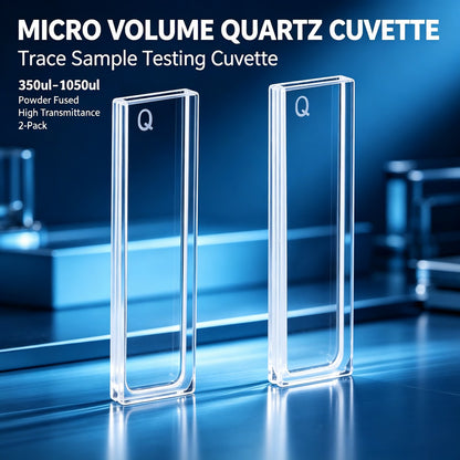 350ul–1750ul Micro Volume 2-Window Quartz Cuvette 2 Pcs Pack, Basic / Standard / Export Grade, Acid & Alkali Resistant Optional Lab Trace Cell
