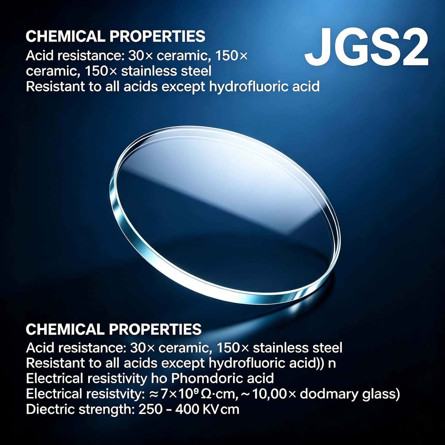 Chemical properties of round JGS2 quartz glass
