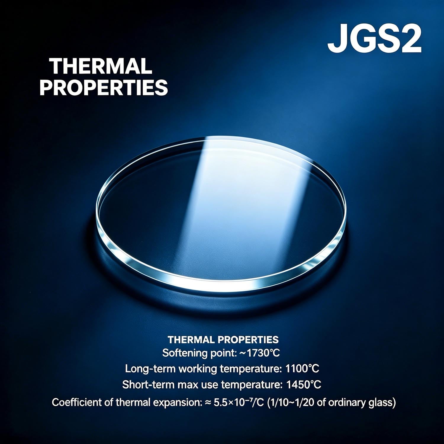Temperature resistance of round JGS2 quartz glass