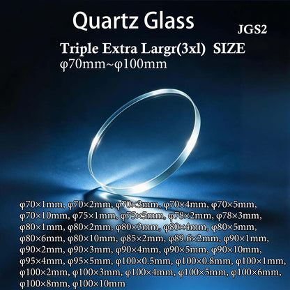 Triple extra large size round JGS2 quartz glass