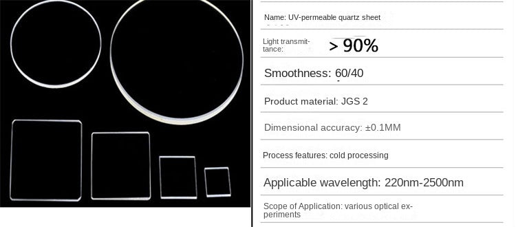 4pcs -2mm diameter quartz glass sheets/ultra-thin experimental glass/high transmittance/high temperature resistance/UV light transmission