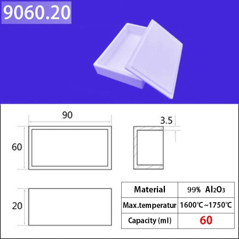 90*60*20mm 60ml  1600°C Temperature Resistant Square Quartz Melting Utensil, Fits Various Induction Furnaces