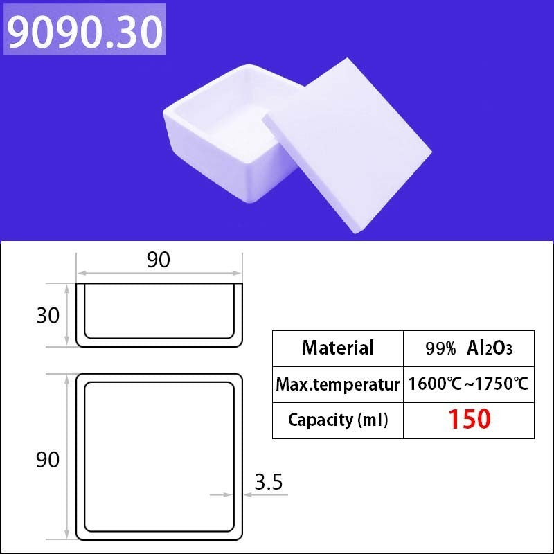 Creuset carré artisanal en Quartz, 90x90x30mm, 150ml, haute température, alumine 99%, universel pour fours à induction