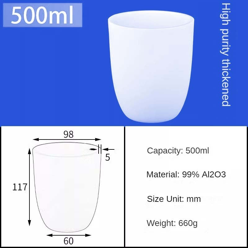 Creusets en alumine de 500 ml | Creusets en alumine de gros calibre pour un fonctionnement continu du four