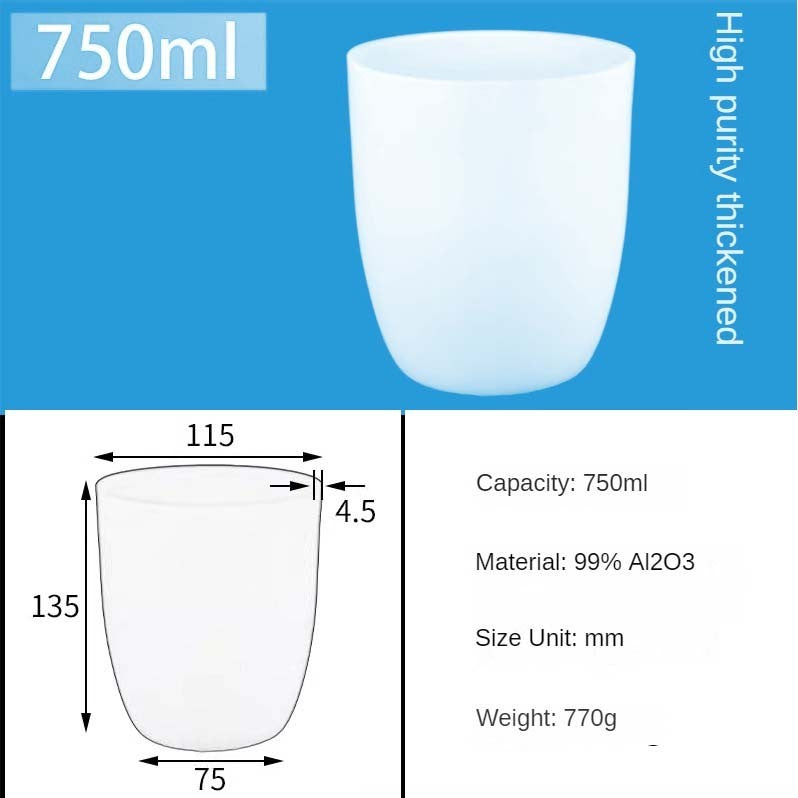 Creusets en alumine de 750 ml | Creusets en alumine résistants aux acides – Idéal pour la préparation d'échantillons géochimiques