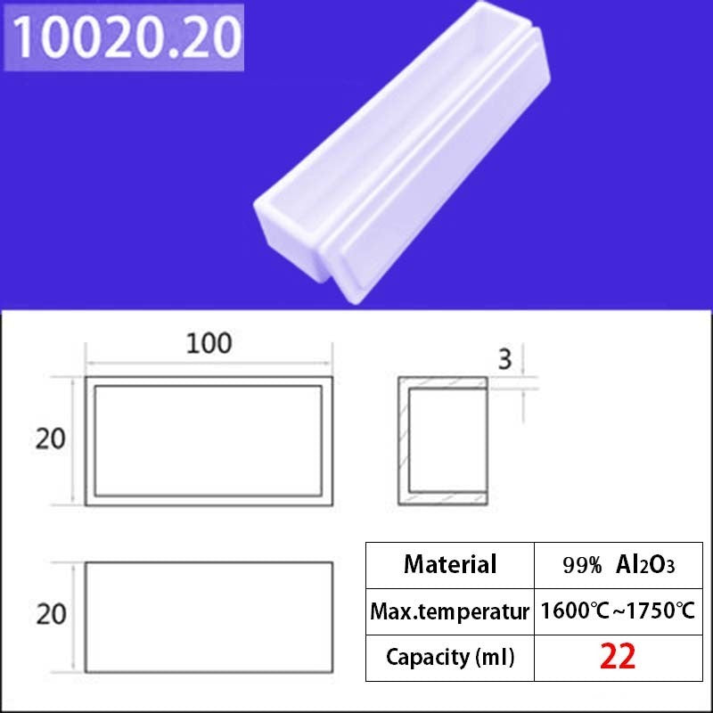 100*20*20mm 22ml  Professional Melting Square Quartz Crucible, 1600°C Working Temperature, Preferred for Induction Furnaces