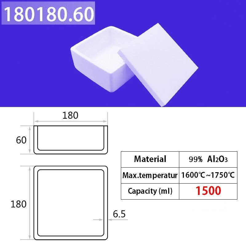 Creuset carré à Quartz en alumine 180x180x60mm, 1500ml, qualité industrielle 99%, Premium pour la fusion au four à Induction